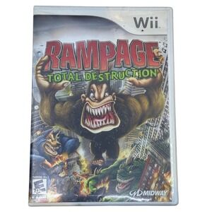 Rampage Total Destruction Nintendo Wii Midway Video Game Case and Disc